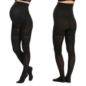 28$ Spanx Mama Maternity Thigh Shaping Tights Elasticized Waistband Size B Black